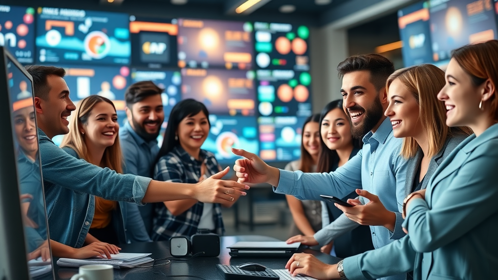 social media professionals enhancing online brand image at command center