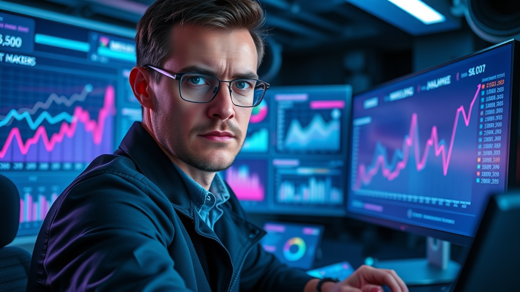 Digital marketer optimizing SEO analytics for website - search engine, blog post, content marketing