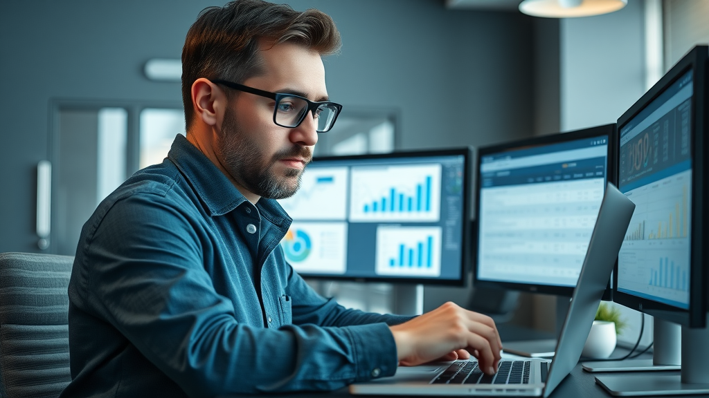 SEO specialist tracking content marketing keywords and analytics for search engine optimization
