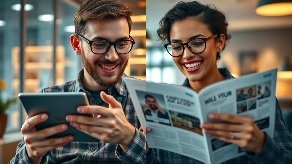 Comparison: digital content marketing for leads versus traditional advertising, engaging brand interaction