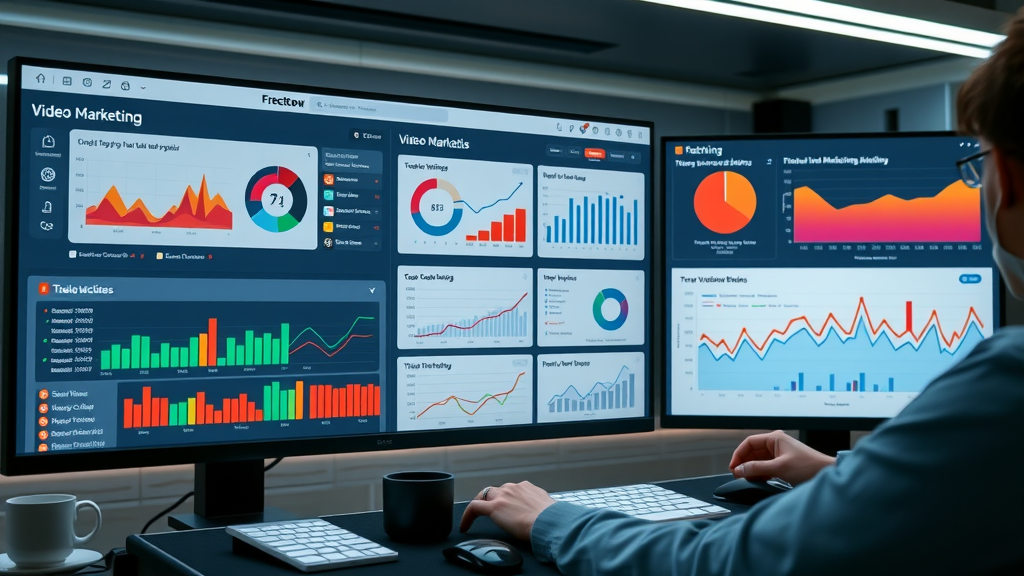 Sleek dashboard comparing top video marketing tools and their features.
