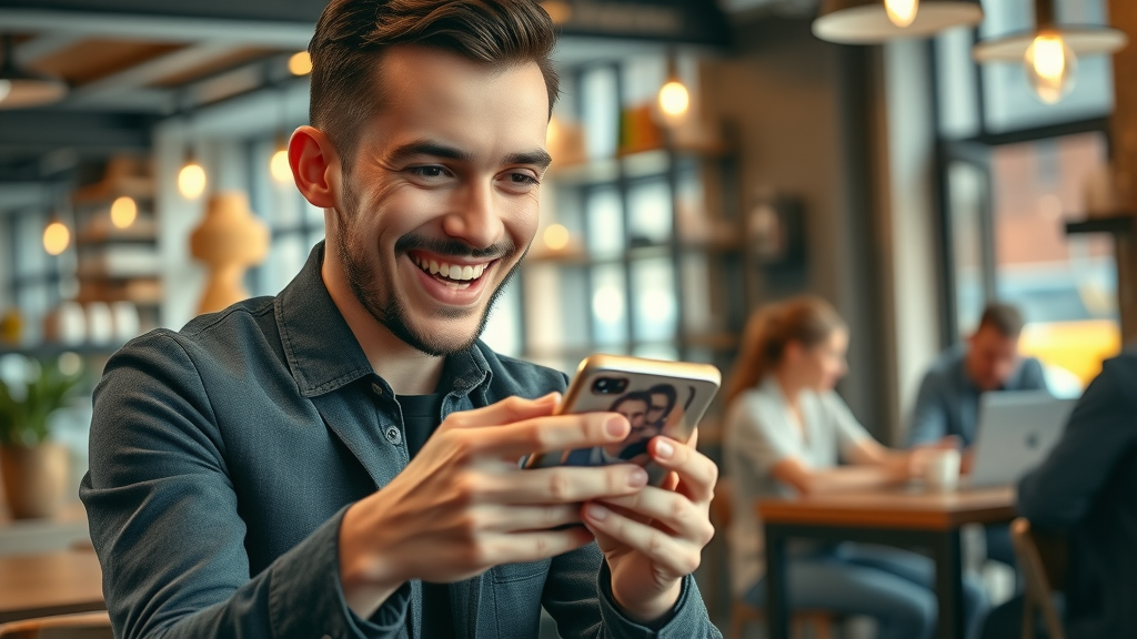 young entrepreneur and micro influencer collaborating on a smartphone in a trendy coffee shop - influencer marketing for small businesses