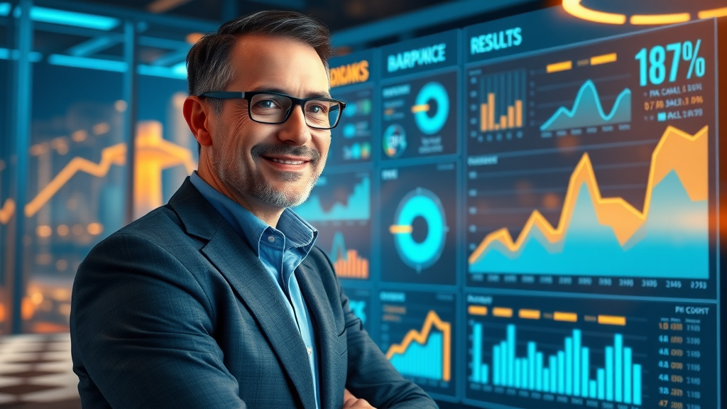 SaaS marketing executive reviewing marketing analytics tool improvements on ROI