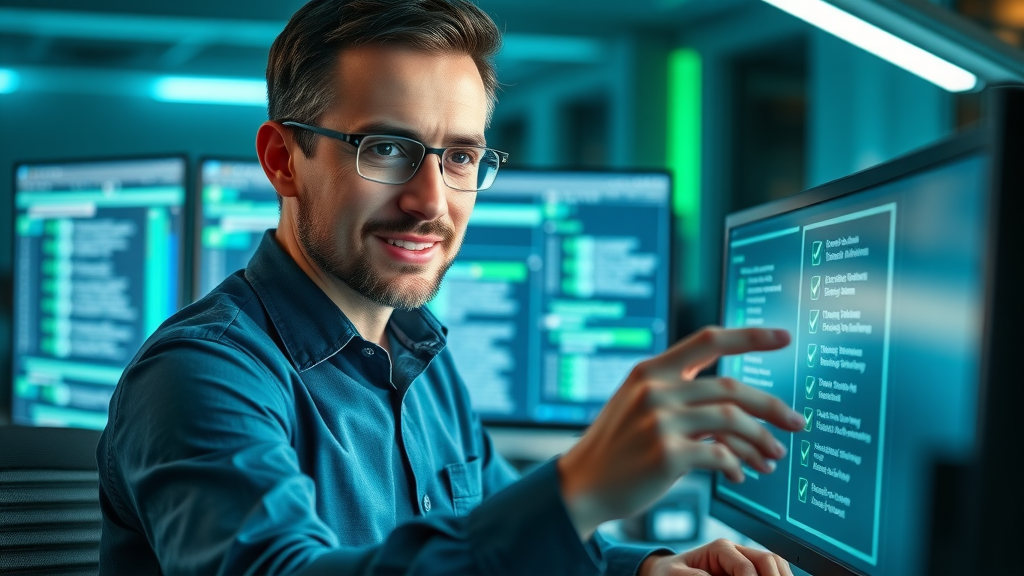 expert IT specialist reviewing website page load speed optimization checklist