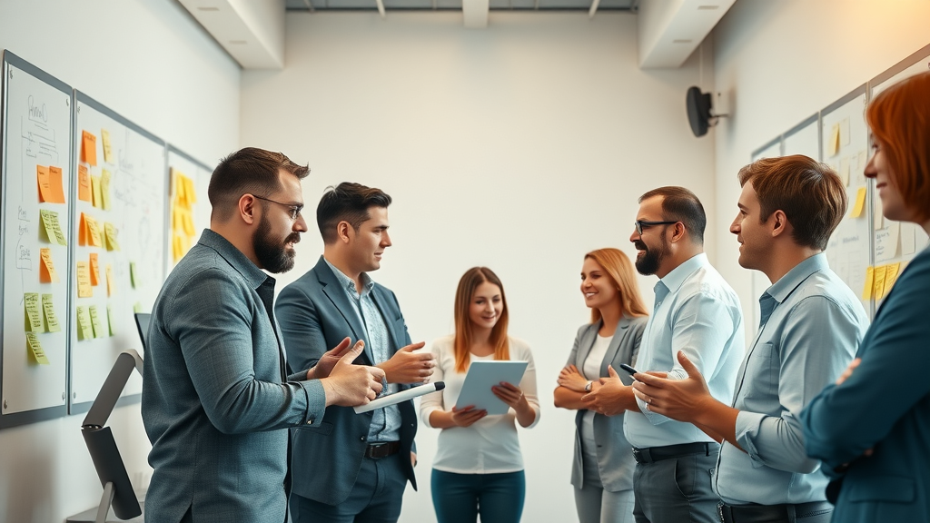 business owners brainstorming budget-friendly marketing ideas in a small business office