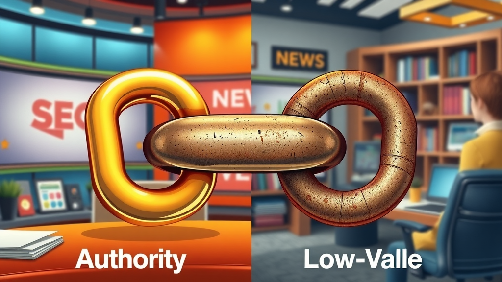 golden authority backlink compared to rusty low-value link quality backlink