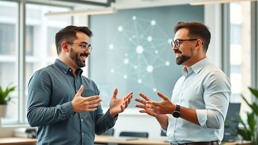 collaborative SEO specialists reviewing backlink strategy for off-page SEO in a coworking space