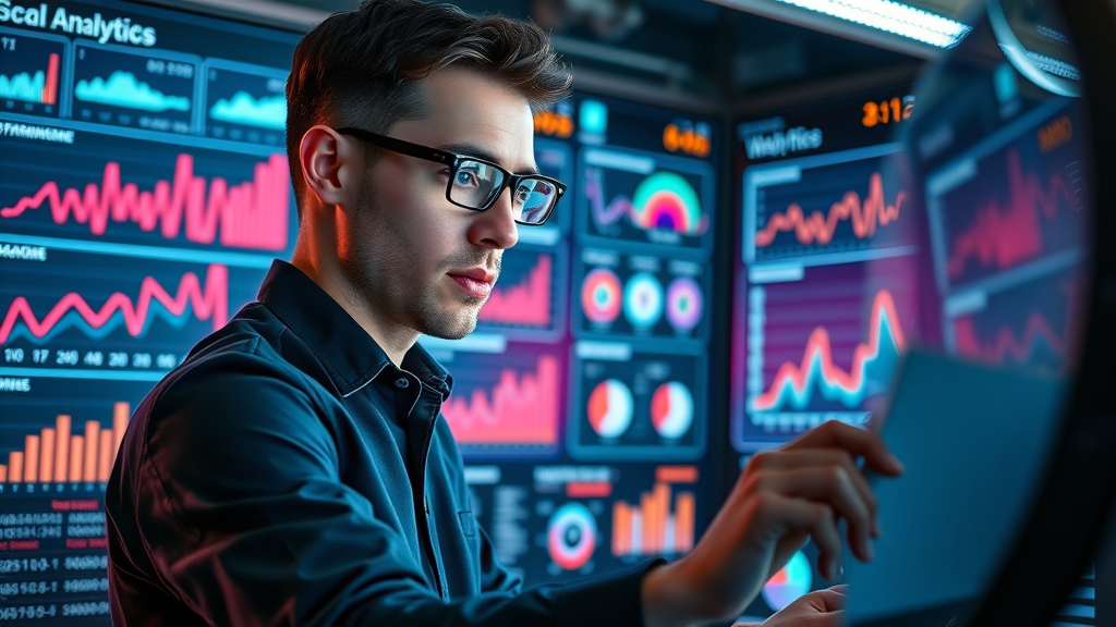 Professional monitoring social media analytics dashboard - social media marketing strategy, real-time data, glowing charts