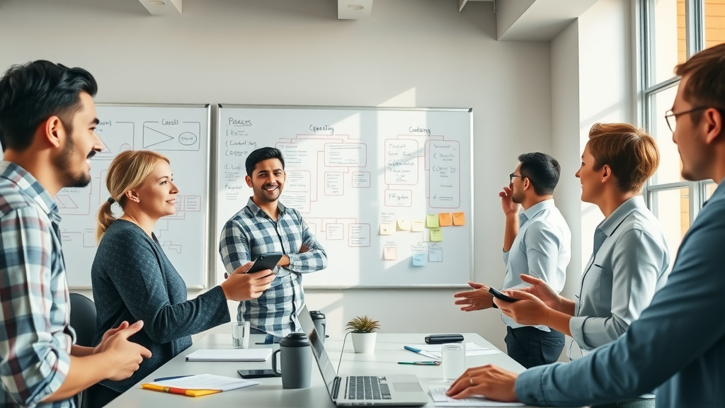 Professional marketing team brainstorming lead generation campaign ideas