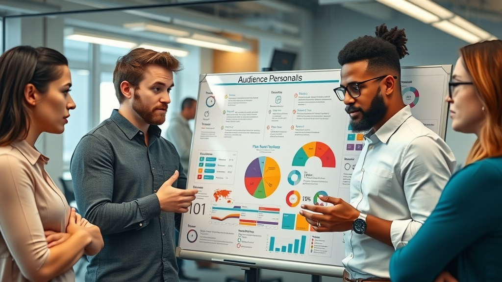 digital marketers analyzing target audience personas with a digital whiteboard