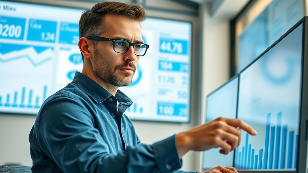dynamic marketer analyzing social media dashboard, social media lead generation