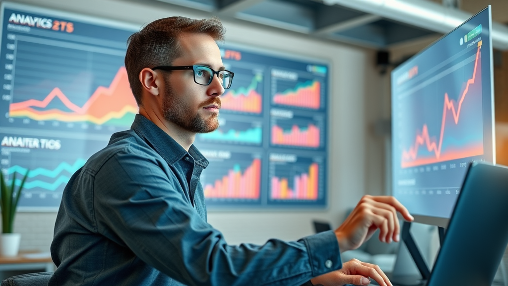 Digital marketer using optimization tools for website performance analytics