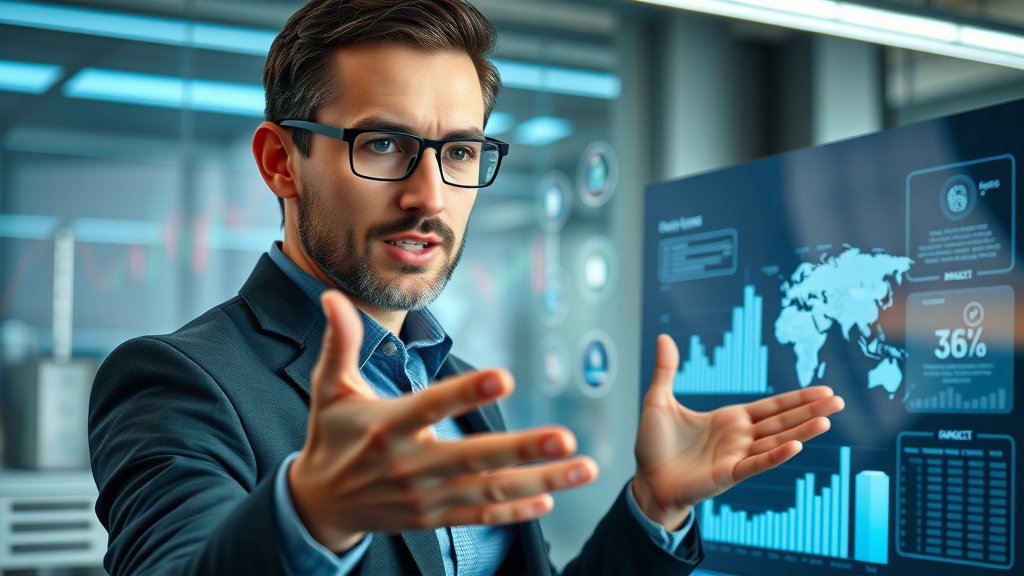 digital marketing specialist presenting charts and web analytics