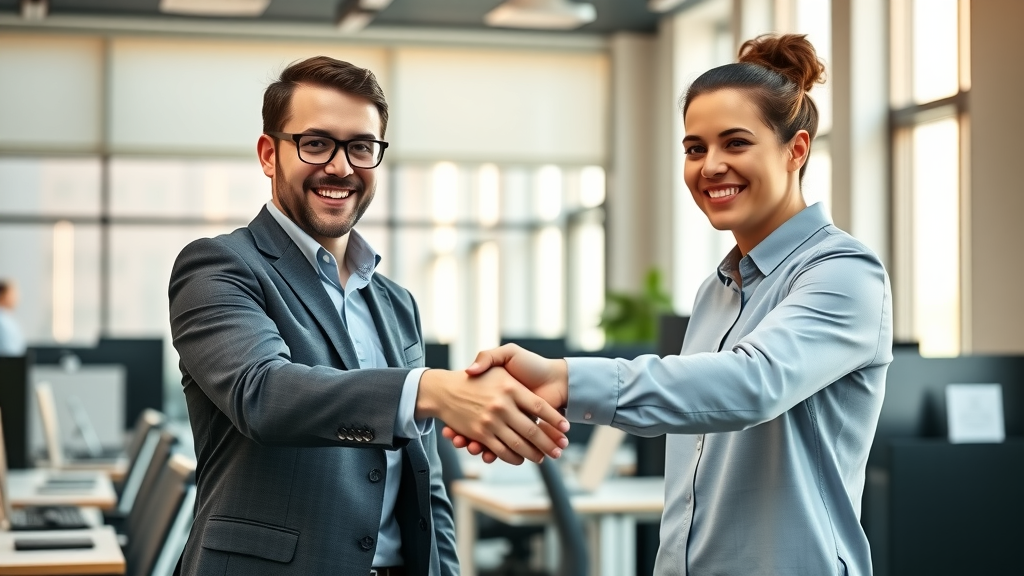 Confident marketing and sales professionals collaborating on b2b lead generation in the workplace