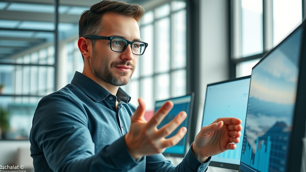 Website conversion rate optimization business owner reviewing ecommerce analytics dashboard in modern office