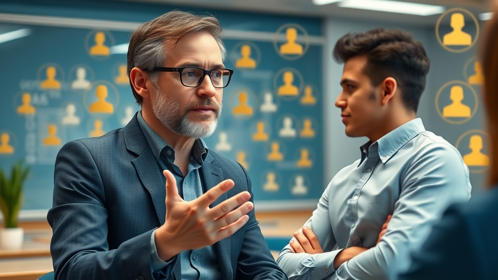 experienced reputation management expert giving best practice advice to young entrepreneur for sustainable reputation repair techniques