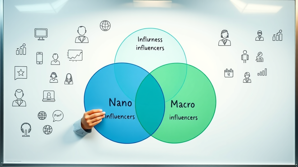 creative venn diagram visually representing nano, micro, and macro influencers for small businesses