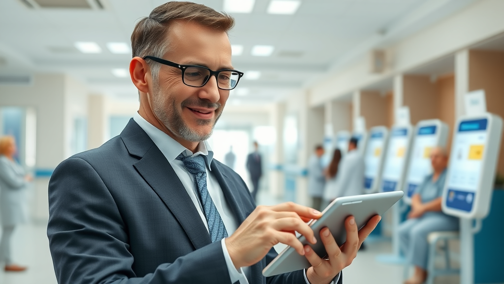 reputation monitor tools for healthcare, businessman checking review scores