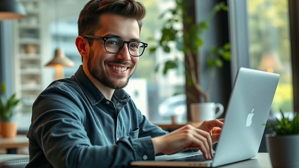 entrepreneur updating business profile online for small business marketing