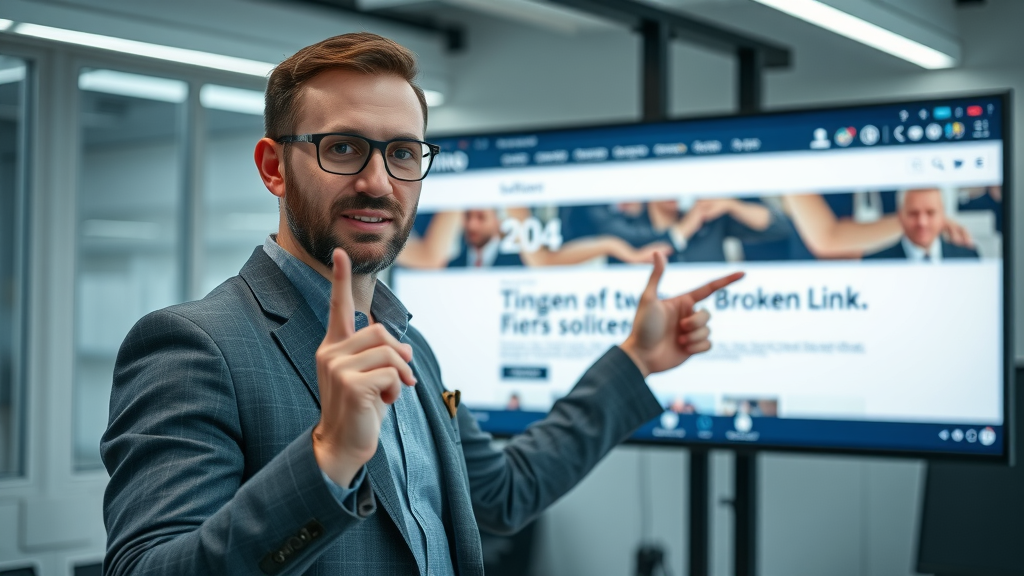 Broken link building in action: expert addressing 404 errors on competitor sites