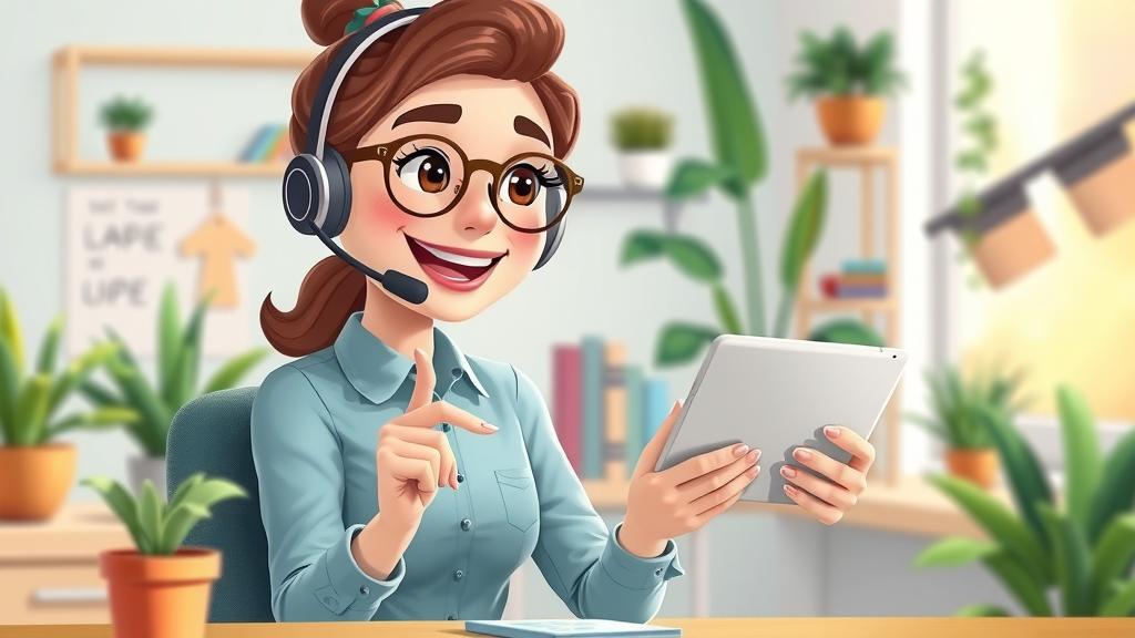 cheerful support agent using review management tool to respond to customer review