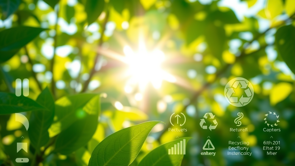 Eco-friendly website design with green digital elements and sunlight through foliage - sustainable web design trend