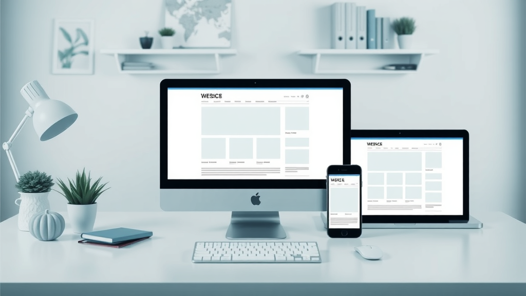 clear infographic displaying website adapting across desktop, tablet, and smartphone screens – responsive web design