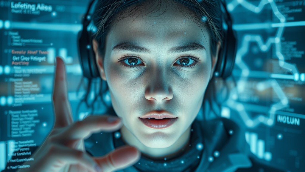generative AI creating digital advertising trends visuals and copy in a Futuristic workspace