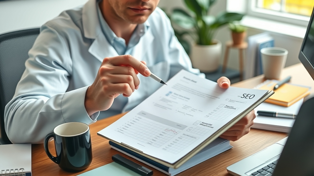 seo specialist conducting technical seo checklist in bright office