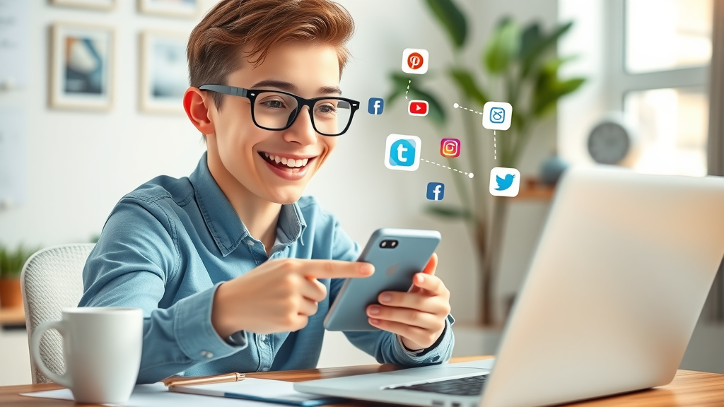 Young professional engaging on social media and email marketing for local lead generation
