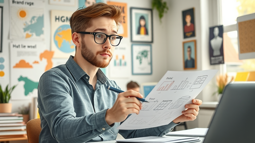 Creative web designer planning website optimization sketches
