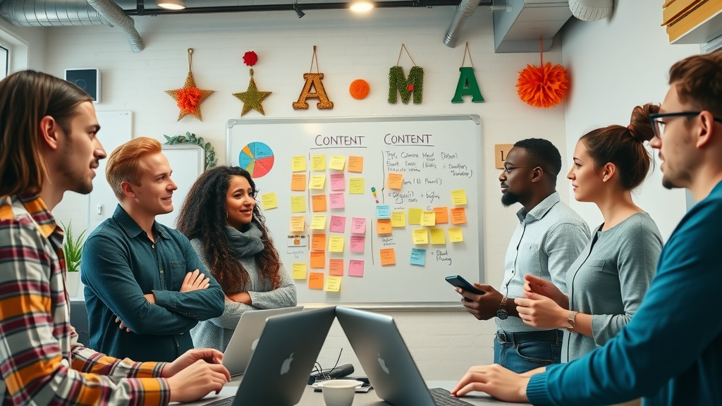 creative team collaborating on content strategy for small businesses