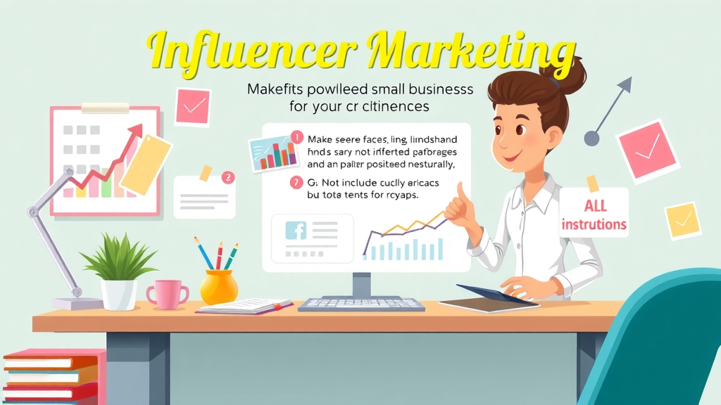 colorful infographic visual showing influencer marketing benefits for small businesses with planners and digital campaigns