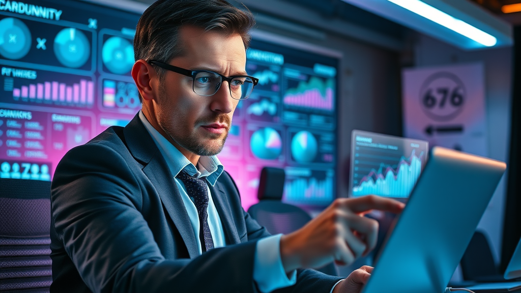 Focused marketer using digital marketing analytics for advanced b2b lead generation