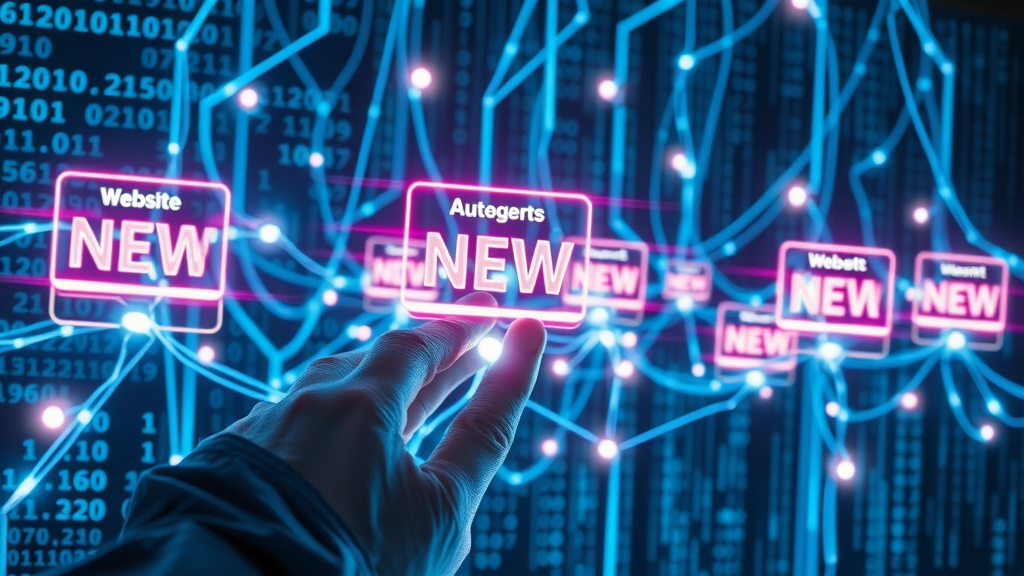 futuristic digital network of authority sites, high authority backlinks, domain authority strength