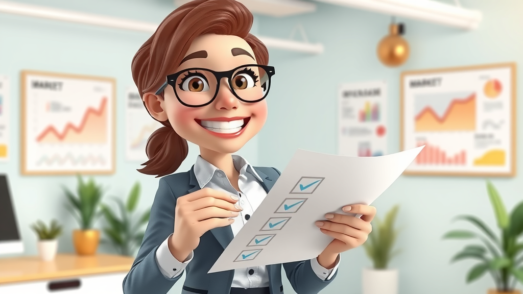 motivated marketing professional, digital marketing strategy checklist, bright workspace, marketing charts, highly detailed, confident expression