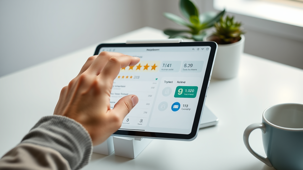 review management dashboard online reputation negative reviews positive star feedback data tablet