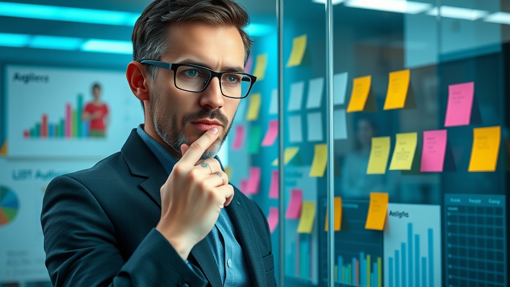 business strategist analyzing audience personas and demographics, digital marketing for small businesses