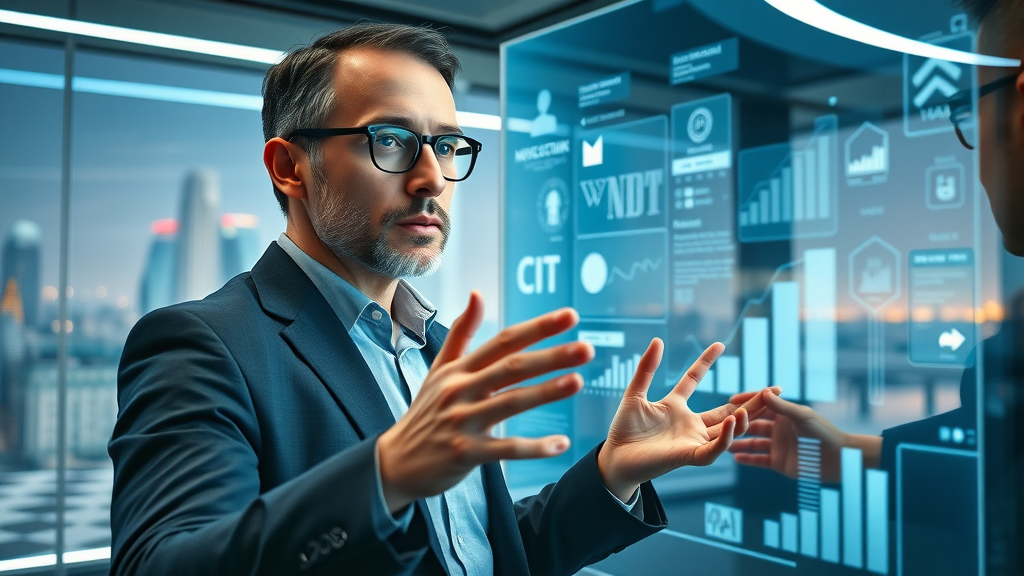 future of online brand image with strategist exploring holographic branding trends