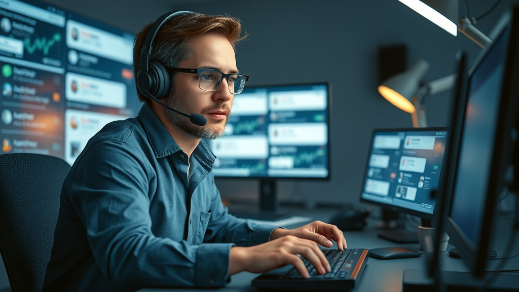 customer service leader strategizing response to negative online reviews using reputation monitoring software