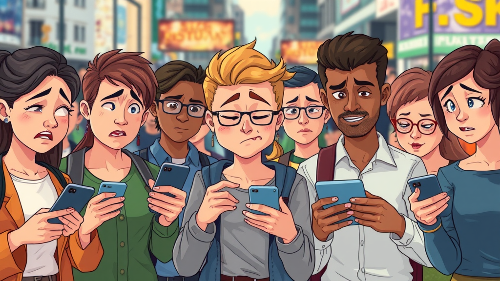 diverse group of users frustrated by slow mobile website, user experience challenges and site speed problems