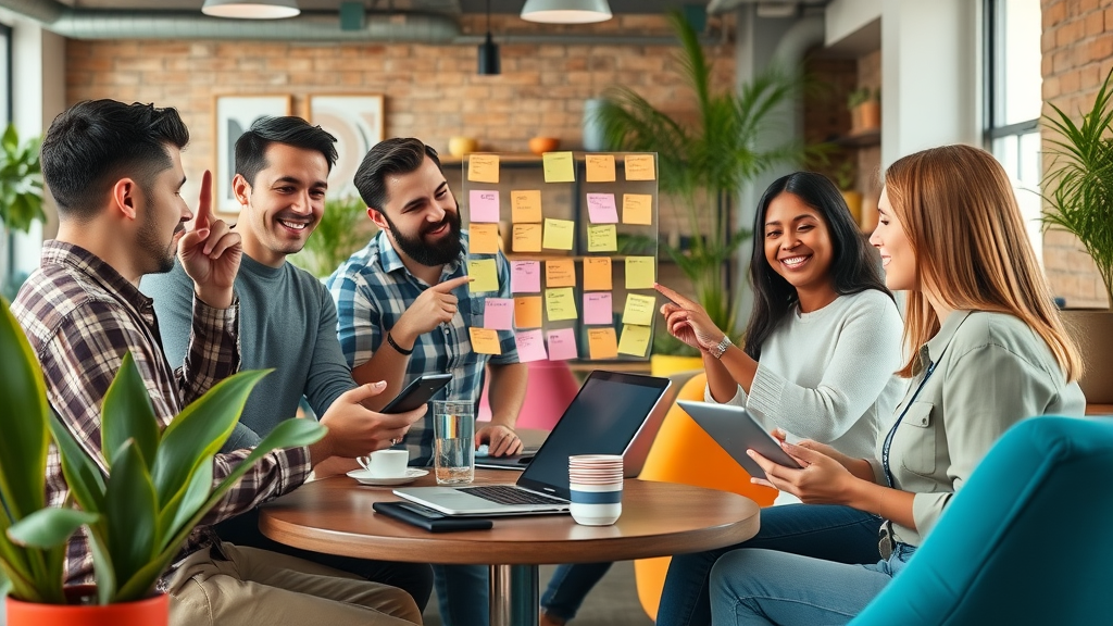 innovative small business brainstorming video marketing strategies collaborative workspace