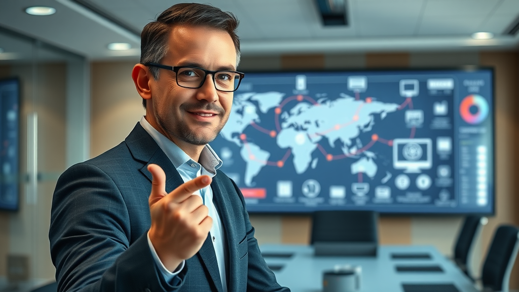 marketer presenting multi-channel digital advertising trends strategy in a modern boardroom
