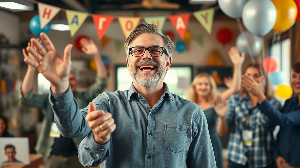 grateful small business owner celebrates reputation recovery with supportive team using reputation repair strategies and online image improvement