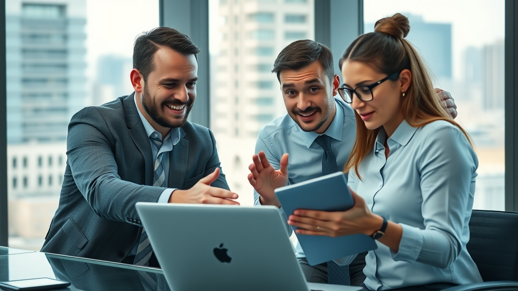 Modern business team collaborating on local business lead generation strategies