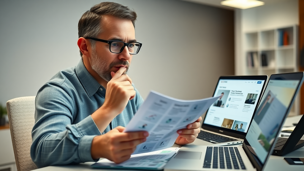 decision-maker comparing online reputation management company profiles research checklists business
