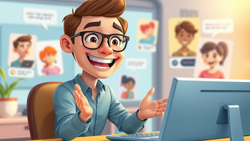 Community moderator actively engaging on social media - customer service, online engagement, avatars