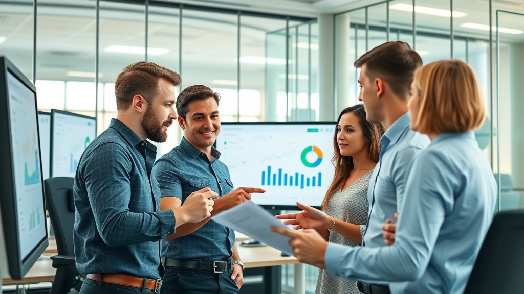 link building strategies SEO team analyzing backlink data in a modern office