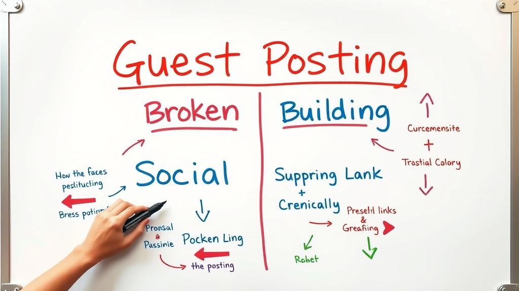 Flowchart showing differences and strengths of guest posting, broken link building, and social outreach in link building strategies