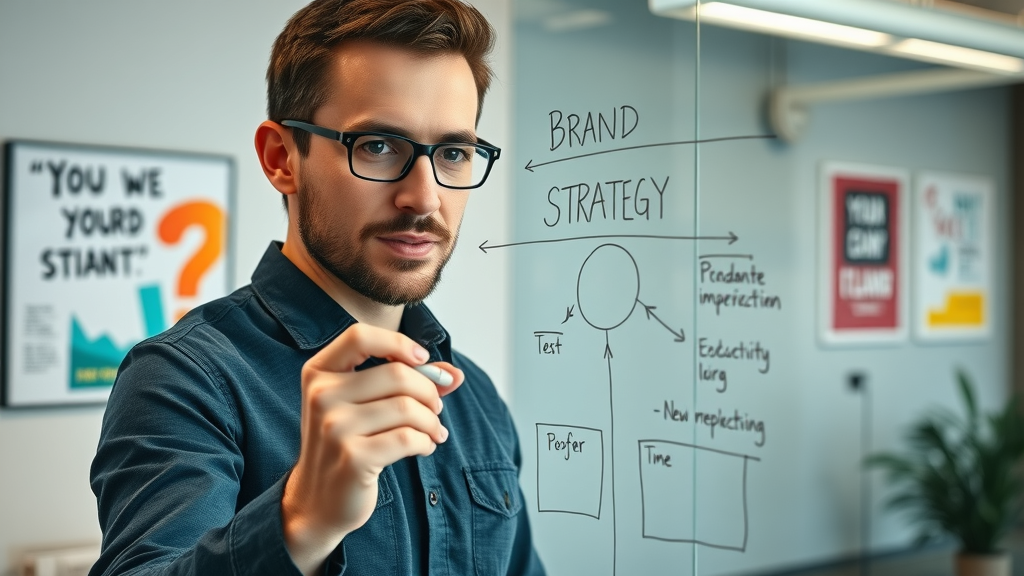 marketer drawing brand strategy diagram, content marketing for small business marketing
